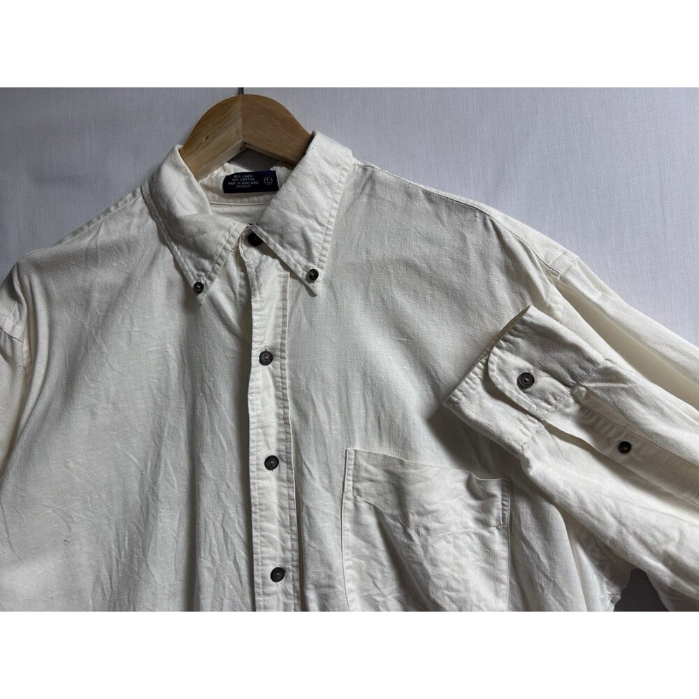 Britches Great Outdoors Linen Blend Button Down Shirt Cream White Men’s Large